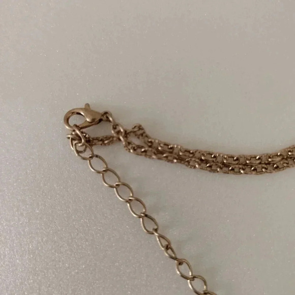 Gold tone Tassel Necklace Blue beads with light Pink champagne pearl - Picture 7 of 8